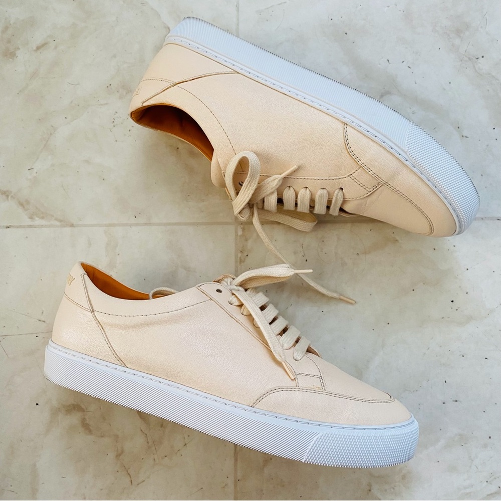 $540 Burberry Powder Cream Leather Low Top Lace Up Sneakers Size 8.5/38.5 - Picture 3 of 13